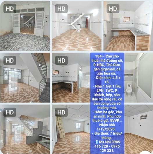 Nhà cho thuê đường Số, Hiệp Bình Chánh, Thủ Đức 67m² giá 7 triệu - Khu vực an ninh, gần Gigamall!