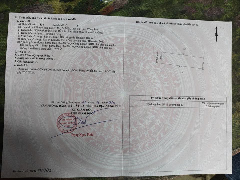 Đất nền Phước Tân Xuyên Mộc 315m² giá 2.1 tỷ - Sổ đỏ chính chủ!