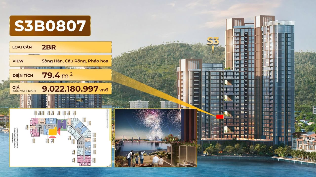 Căn hộ 2PN Sun Symphony Đà Nẵng 79,4m² - View sông Hàn tuyệt đẹp!