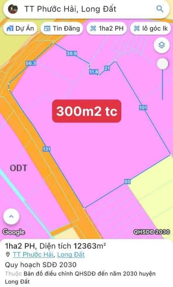 Đất nền 1,2 mẫu ngay trung tâm Phước Hải, Long Đất – Giá 32 tỷ, đầu tư tiềm năng!