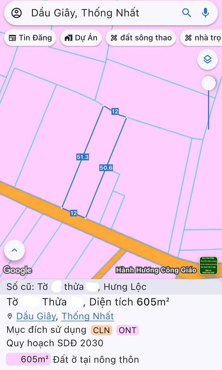 Đất vườn 605m² giá 2.2 tỷ - Phù hợp cho đầu tư và xây dựng!