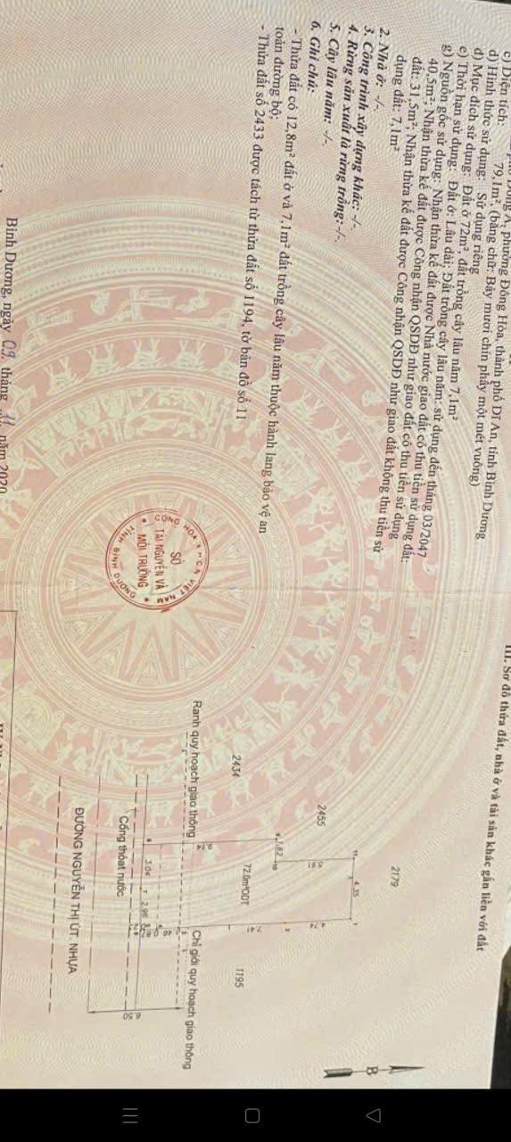 Đất mặt tiền Nguyễn Thị Út Dĩ An 79m² giá thỏa thuận - Cơ hội đầu tư vàng!