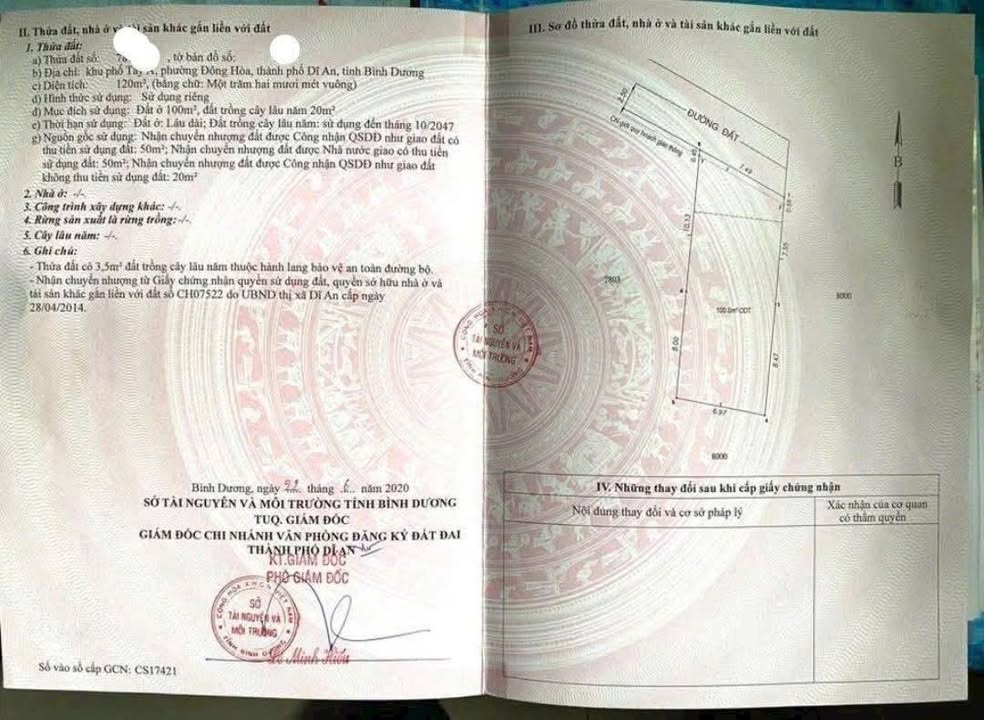 Đất thổ cư 120m² phường Đông Hòa, Dĩ An - Giá chỉ 3 tỷ nhanh chóng!