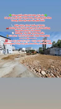 Đất Lô Góc 2 Mặt Tiền Vĩnh Hoà, Bắc Nha Trang 67m² giá 2.2 tỷ - Cơ hội đầu tư tuyệt vời!
