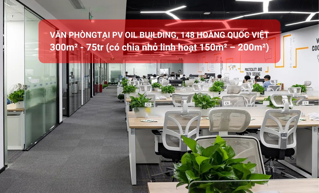 Văn phòng cho thuê PV Oil Building 300m² giá 75 triệu - Phù hợp cho công ty vừa và lớn!