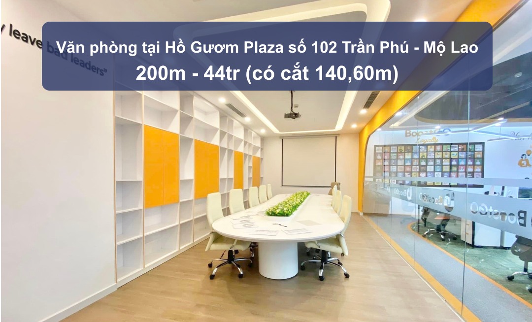 Văn phòng cho thuê Hồ Gươm Plaza 200m² giá 44 triệu - Nội thất đầy đủ, sẵn sàng làm việc!