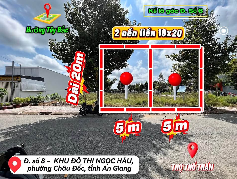 Đất nền Khu đô thị Ngọc Hầu Châu Đốc 100m² giá 1.35 tỷ - Đầu tư sinh lời lý tưởng!