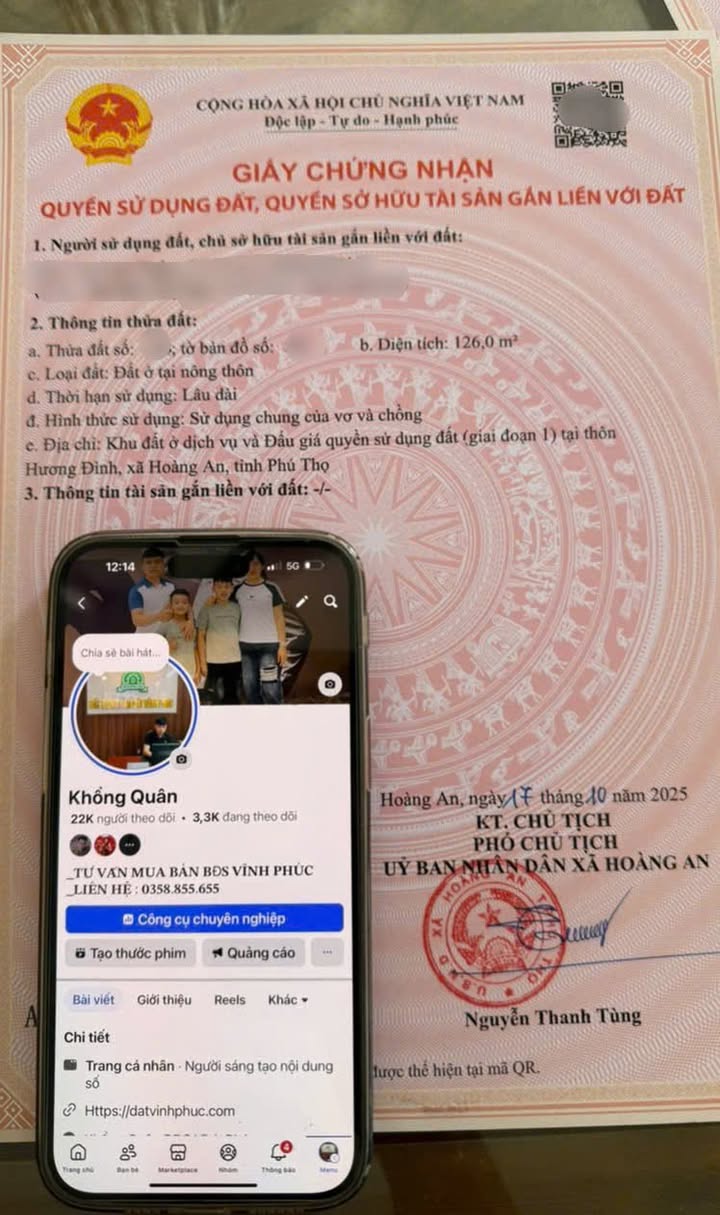 Đất đấu giá chính chủ An Hòa, Tam Dương 126m² chỉ 1 tỷ - Đầu tư sinh lời ngay!