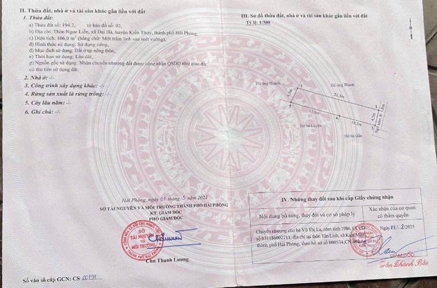 Đất nền Thanh Sơn - Kiến Thụy 106m² giá 800 triệu - Cơ hội đầu tư sinh lời!