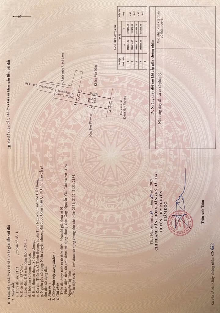 Đất thổ cư thôn 8 Thiên Hương, Thủy Nguyên 60m² giá 700 triệu - Không lỗi lầm, ô tô vào tận nơi!