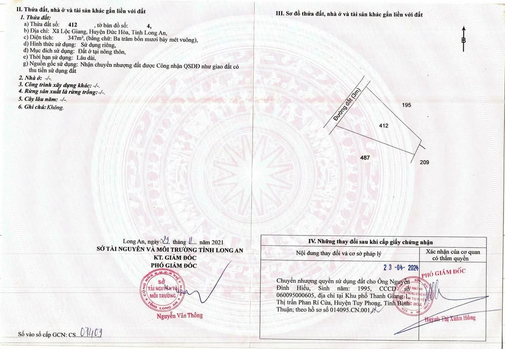 Đất sổ hồng chính chủ 347m² tại Lộc Giang, Đức Hòa - Giá chỉ 980 triệu!