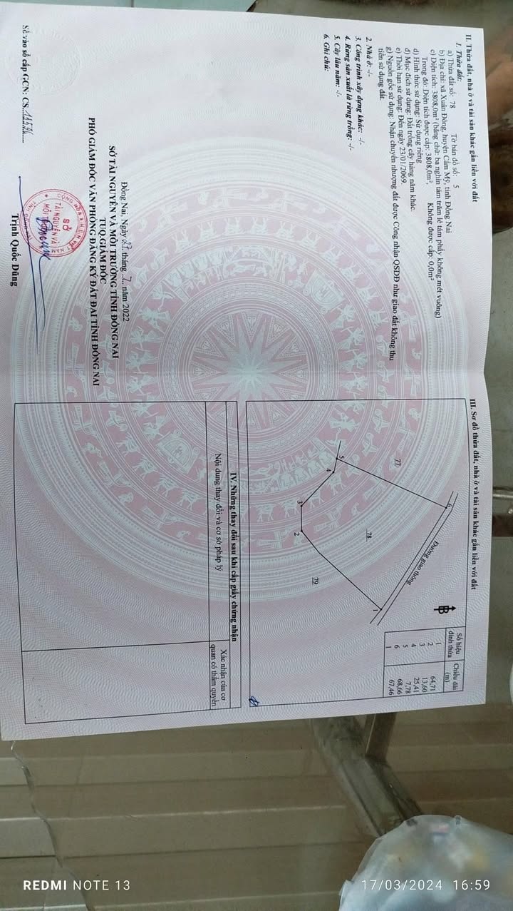 Đất nền xã Xuân Đông, Cẩm Mỹ 1368m² chỉ 800 triệu - Đầu tư sinh lời ngay!