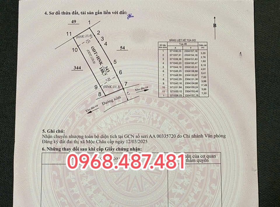 Đất nền Mộc Châu 189m² giá 3 tỷ - Tiện ích đầy đủ, vị trí đẹp!