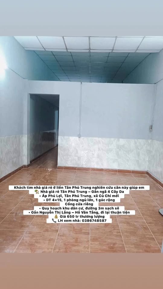 Nhà giá rẻ Tân Phú Trung 60m² chỉ 650 triệu - Cơ hội đầu tư tuyệt vời!