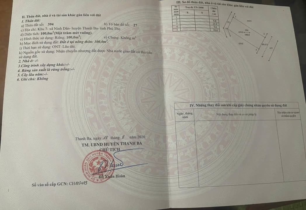 Đất nền Ninh Dân, Thanh Ba 100m² chỉ 600 triệu - Cơ hội đầu tư tuyệt vời!