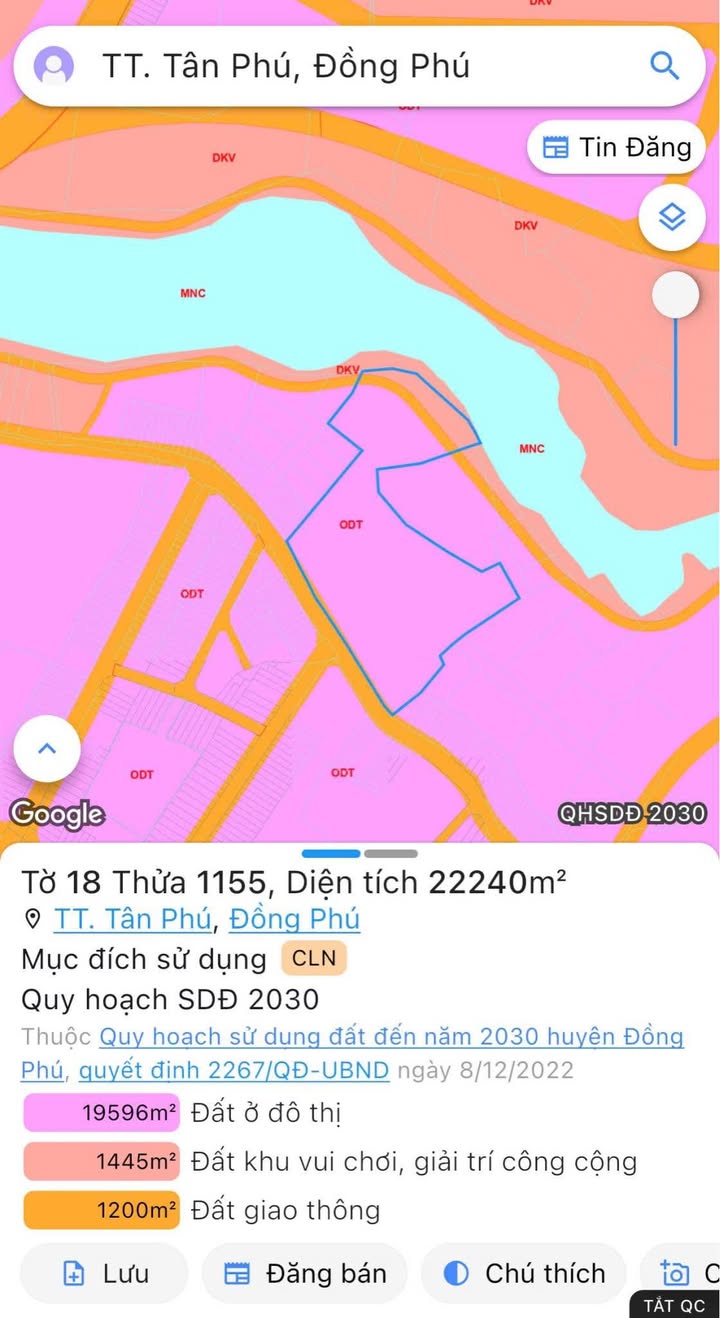 Đất mặt tiền 3 hướng tại khu phố Thắng Lợi, Tân Phú, 22.204m² giá 27 tỷ - Cơ hội đầu tư tuyệt vời!