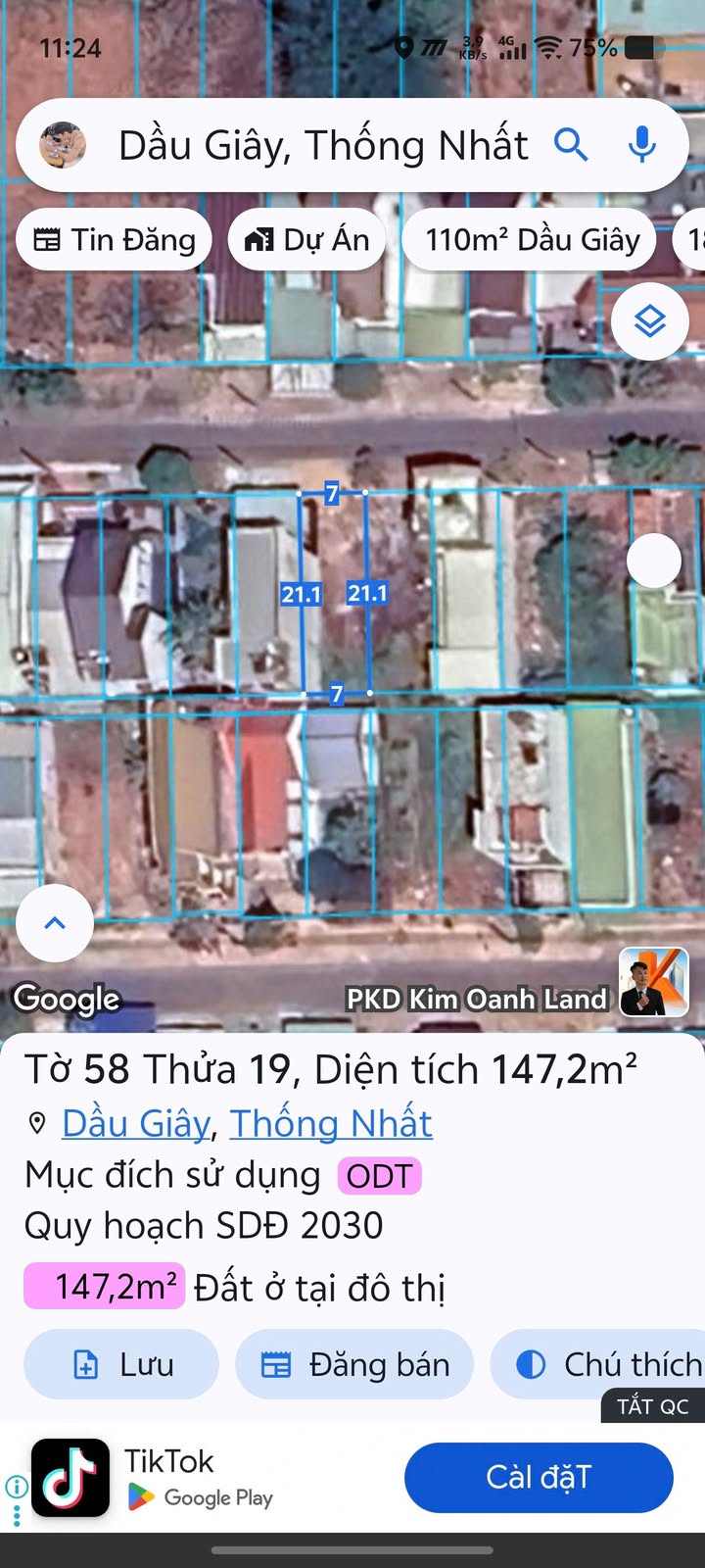 Đất nền Dầu Giây 147m² giá 2.5 tỷ - Sổ hồng riêng, thổ cư 100%