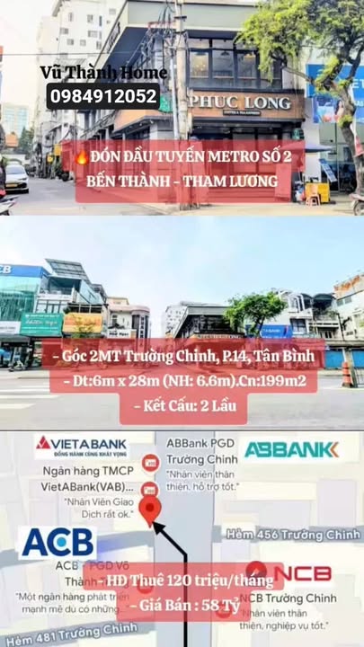 FrontHouse đường Trường Chinh, Tân Bình 199m² giá 58 tỷ - Đầu tư sinh lời trước tuyến Metro!