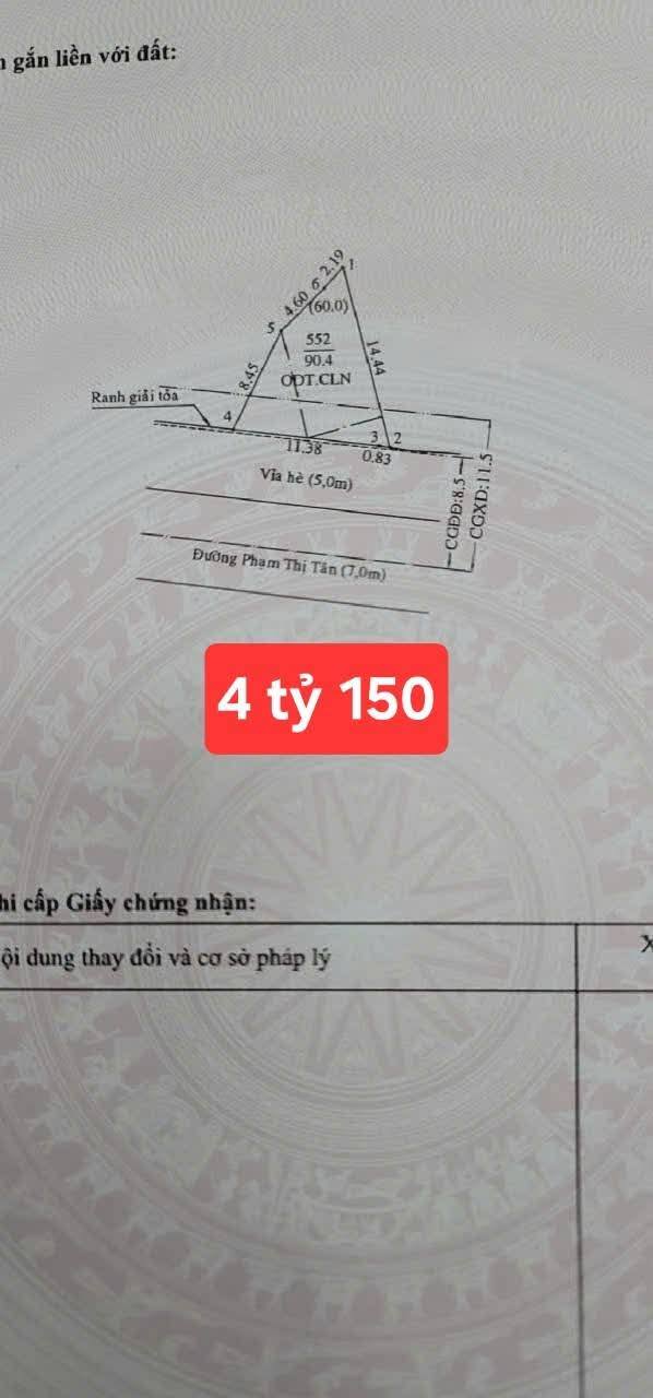 Đất nền liền kề mặt tiền Phạm Thị Tân, Phú Lợi 60m² giá chỉ 4.15 tỷ - Cơ hội đầu tư hấp dẫn!