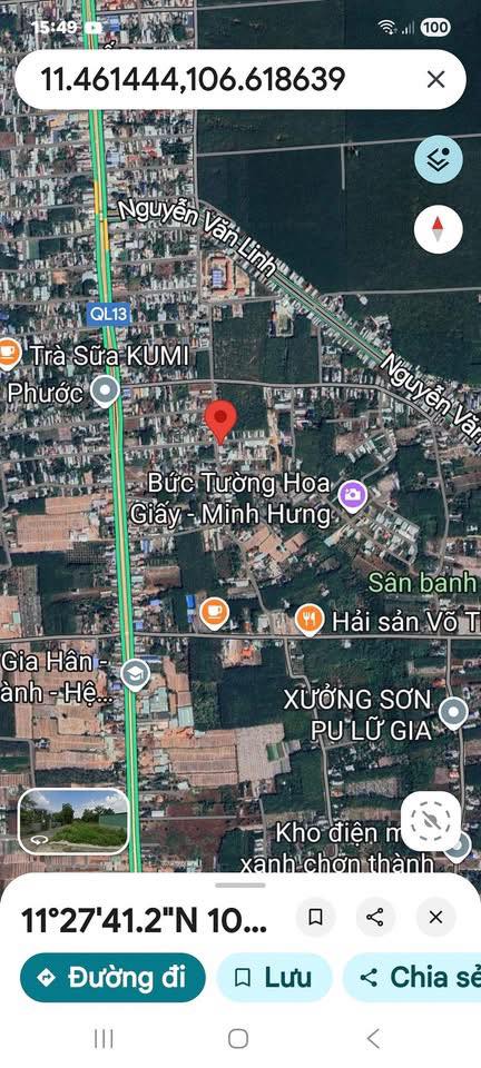 Đất thổ cư 50m² tại phường Minh Hưng, Bình Phước - Giá chỉ 600 triệu!