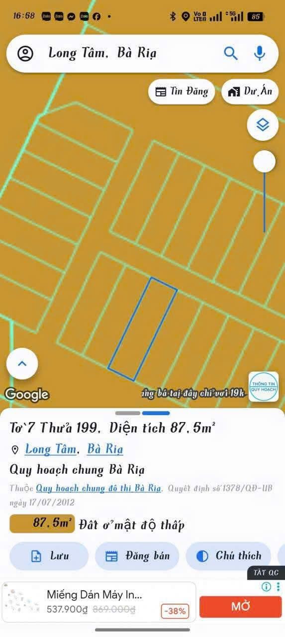 Đất nền Phường Tam Long Bà Rịa 90m² giá 1.95 tỷ - Đầu tư sinh lời ngay!