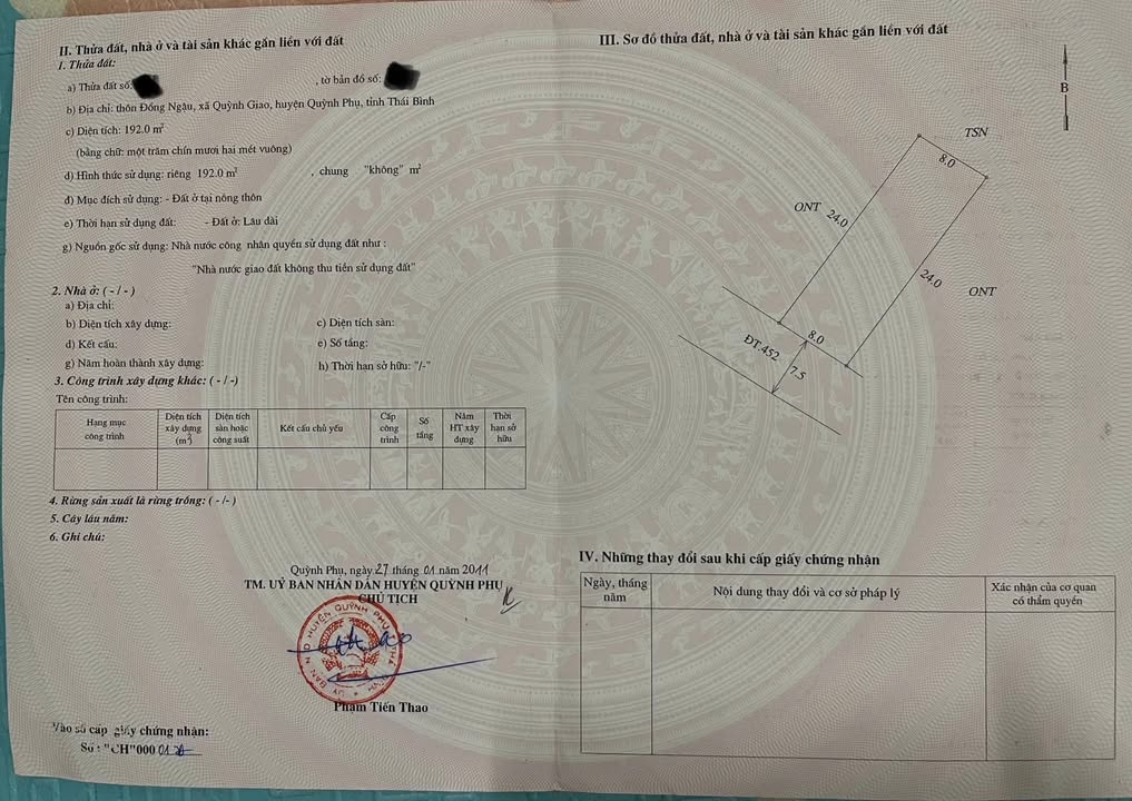 Đất thổ cư thôn Đồng Ngậu, Quỳnh Giao 192m² giá chỉ 2 tỷ - Đầu tư sinh lời ngay!