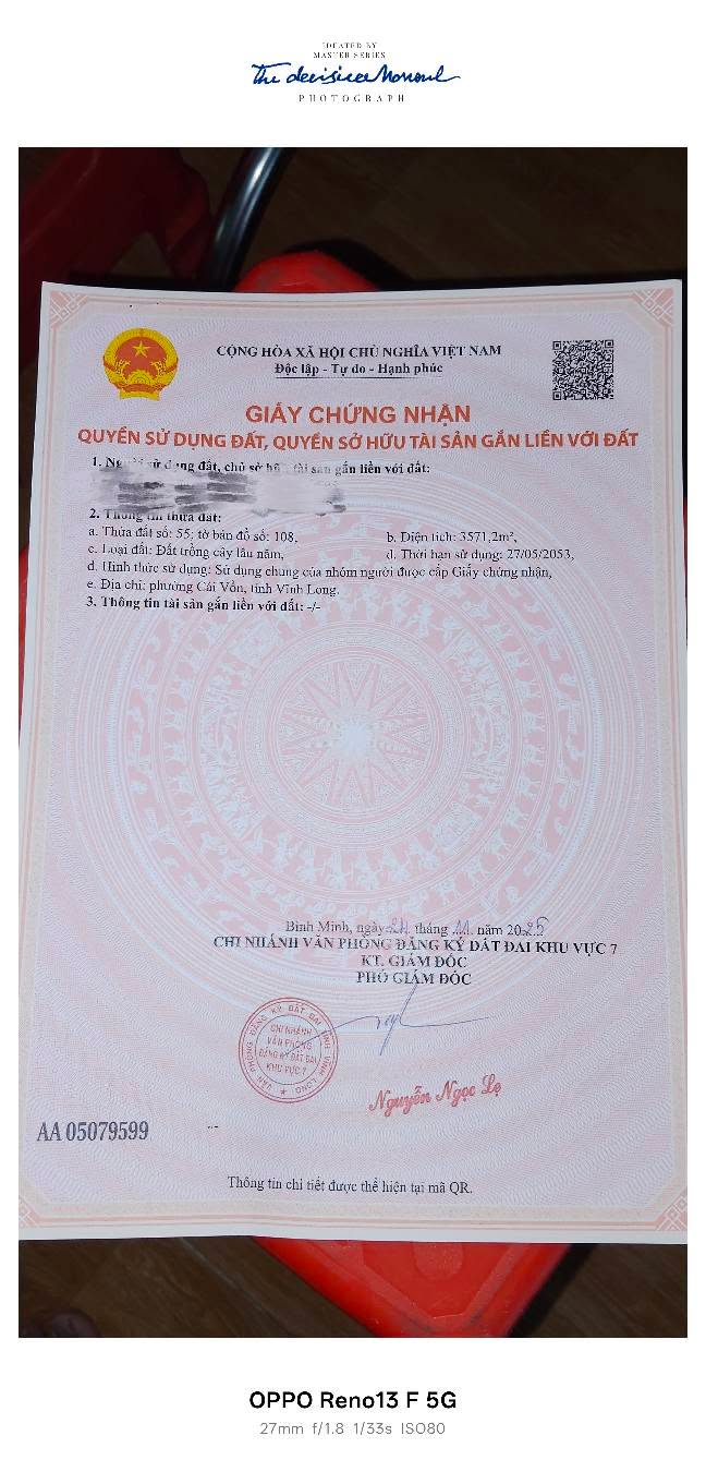 Đất nền chính chủ tại Phường Cái Vồn, Bình Minh 3571m² giá 7.142 tỷ - Cơ hội đầu tư hấp dẫn!