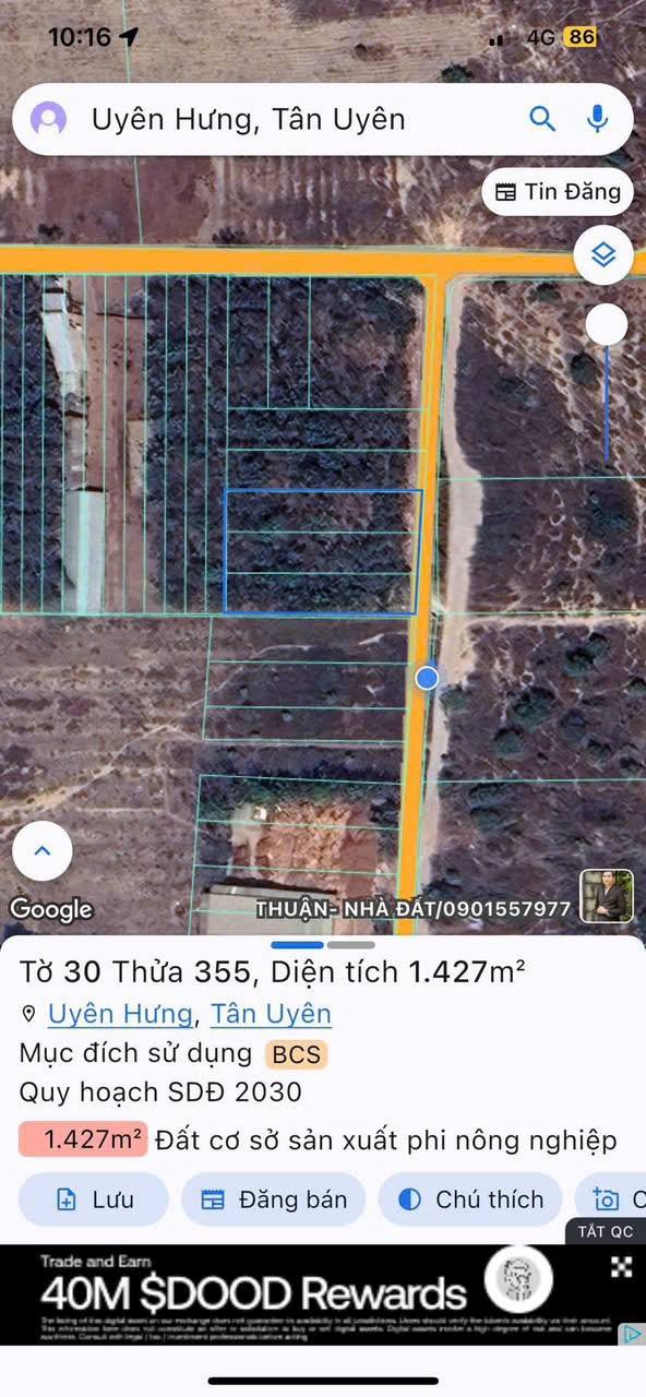 Đất sản xuất tại Uyên Hưng, Bình Dương 1426m² giá 8.1 tỷ - Tiềm năng đầu tư lớn!