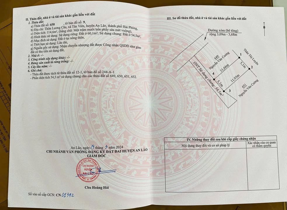 Đất thổ cư An Khánh, Hải Phòng 60m² giá chỉ 400 triệu - Cơ hội đầu tư tuyệt vời!