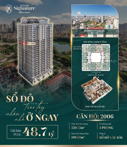 Căn hộ Hà Nội Signature 200m² giá 48.7 tỷ - View Hồ Tây tuyệt đẹp!