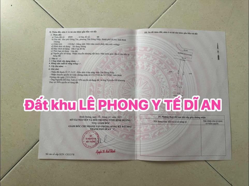 Nhà đất Lê Phong Y Tế Dĩ An 110m² giá 4.1 tỷ - Cơ hội đầu tư tuyệt vời!