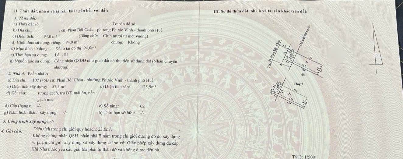 Đất nền mặt tiền Phan Bội Châu, Huế 381m² - Cơ hội đầu tư sinh lời hấp dẫn!