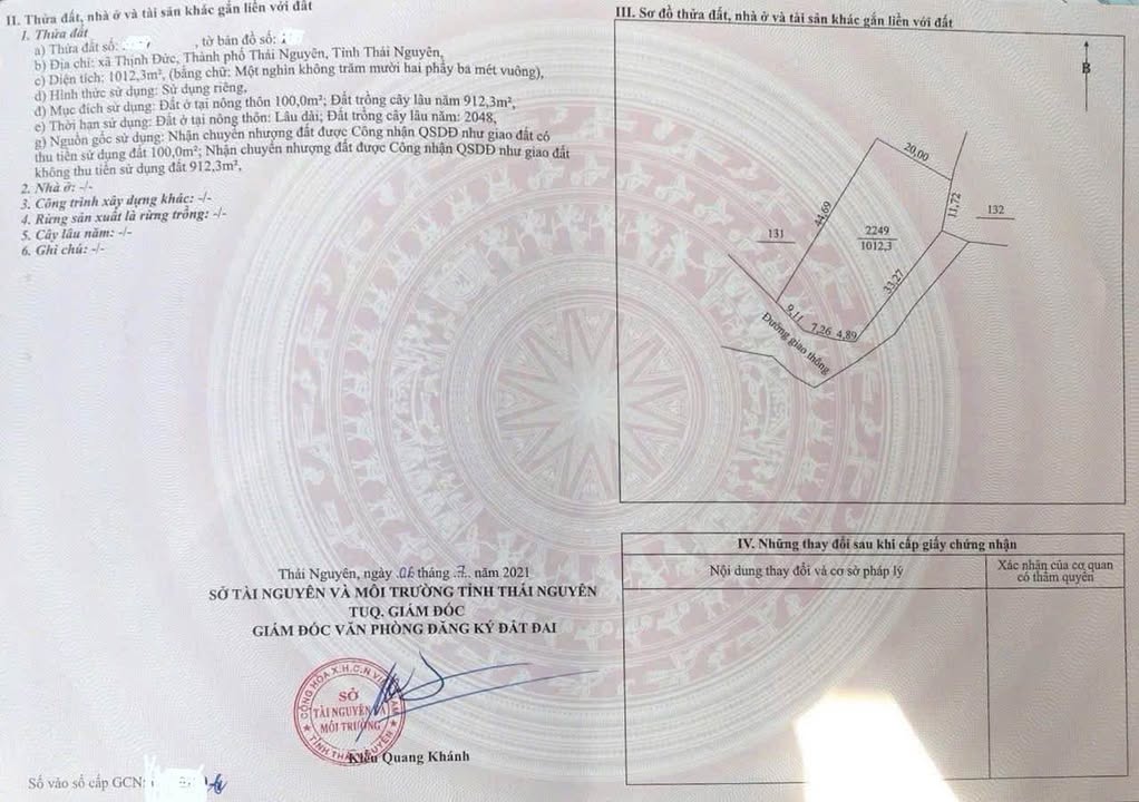 Đất thổ cư 100m² tại Thịnh Đức, Thái Nguyên 1012m² - Cơ hội đầu tư hấp dẫn!