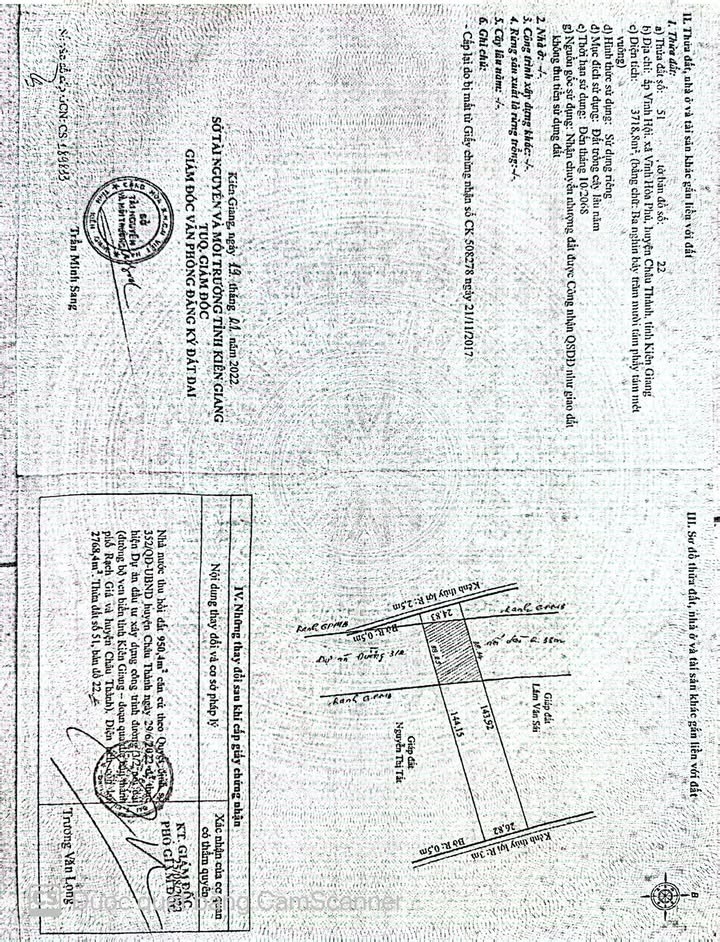 Đất mặt tiền đường 3/2, xã Vĩnh Hội, huyện Châu Thành, Kiên Giang 2768m² - Sổ hồng chính chủ, giá thương lượng!