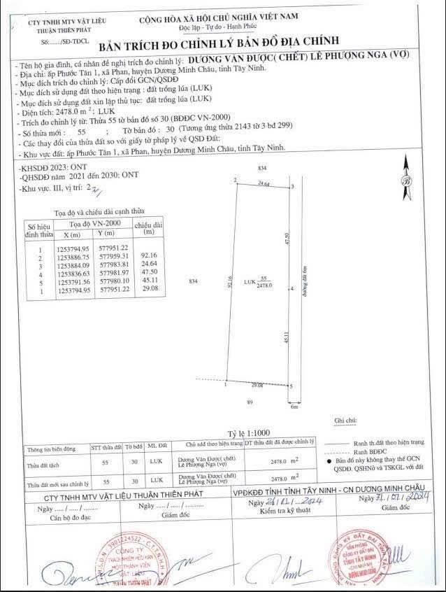 Đất nền ấp Phước Tân 1, Dương Minh Châu 2668m² - Giá đầu tư siêu rẻ!