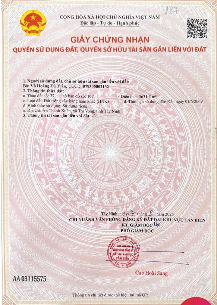 Đất góc 2 mặt tiền đường Bourbon Tân Biên 5631m² giá 6.8 tỷ - Tiềm năng đầu tư lớn!