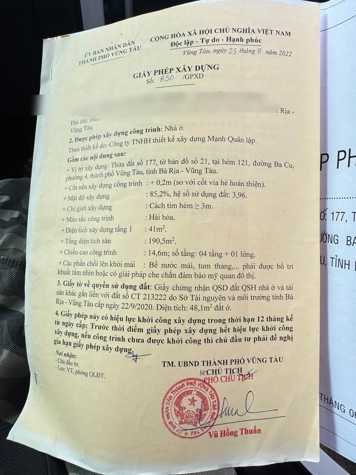 Đất thổ cư hẻm 121/37 Ba Cu, P4, Vũng Tàu 48m² - Giá tốt chỉ 4 tỷ!