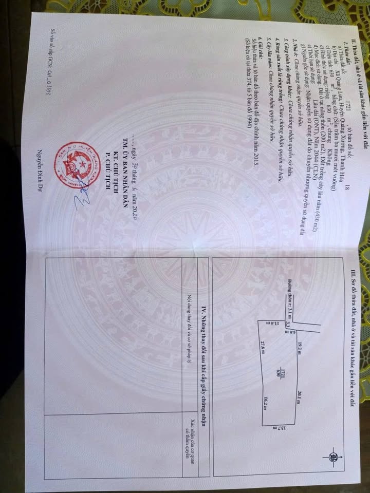 Đất thổ cư 630m² tại xã Quảng Lưu, giá chỉ 2 tỷ - Cơ hội đầu tư tuyệt vời!