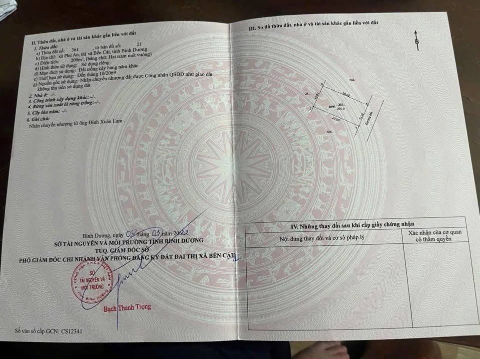 Đất nền Phú An Bến Cát 200m² chỉ 950 triệu - Cơ hội đầu tư tuyệt vời!