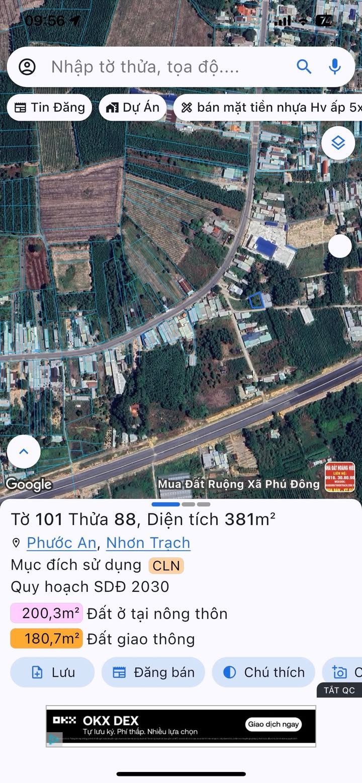 Đất nền Phước An, Nhơn Trạch 144m² giá 1.5 tỷ - Cách đường nhựa chỉ 100m!