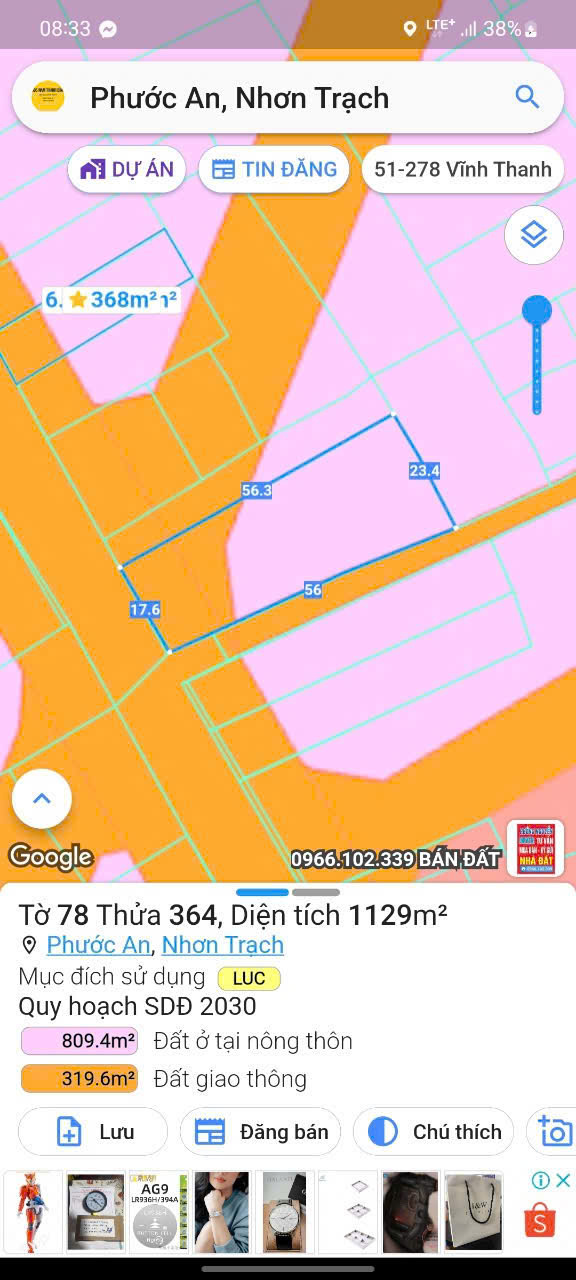 Đất nền mặt tiền Hùng Vương xã Phước An 1129m² giá chỉ 12.7 tỷ - Pháp lý rõ ràng!