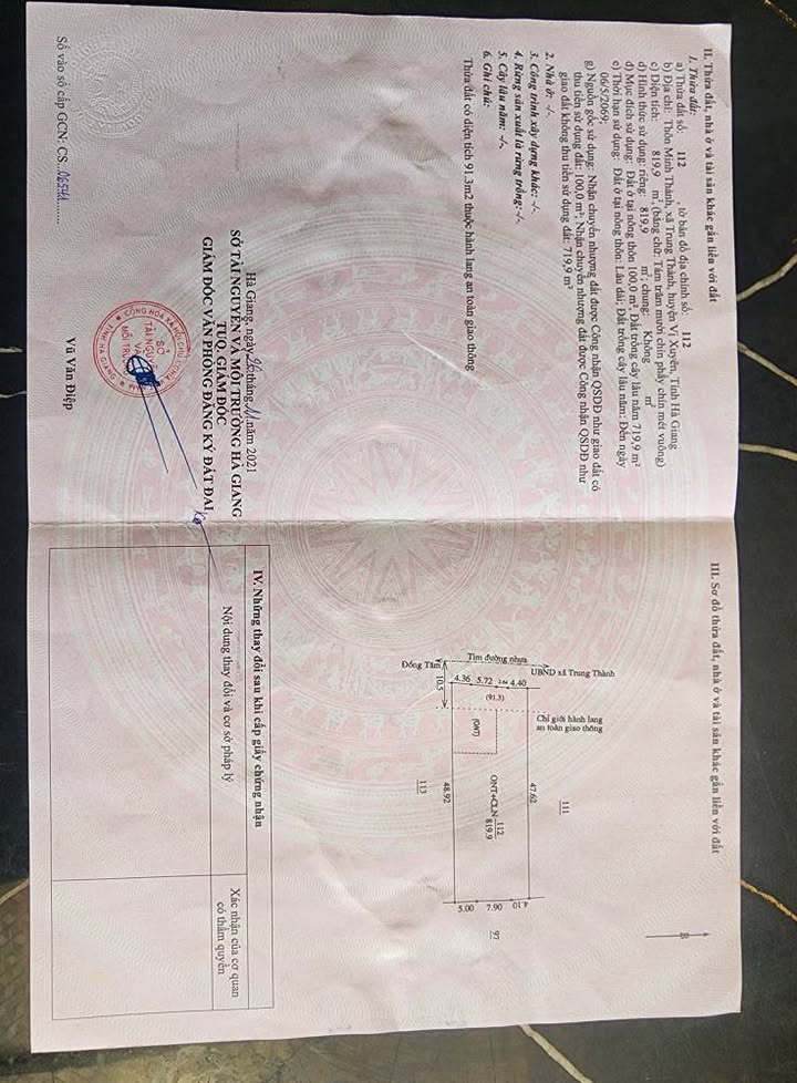 Đất mặt tiền Quốc lộ tại Trung Thành, Vị Xuyên 819m² giá 750 triệu - Tiềm năng kinh doanh vượt trội!