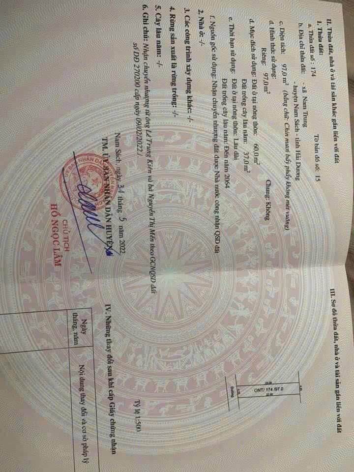 Đất nền xã Nam Trung, huyện Nam Sách, 97m² giá chỉ 850 triệu - Cơ hội đầu tư hấp dẫn!