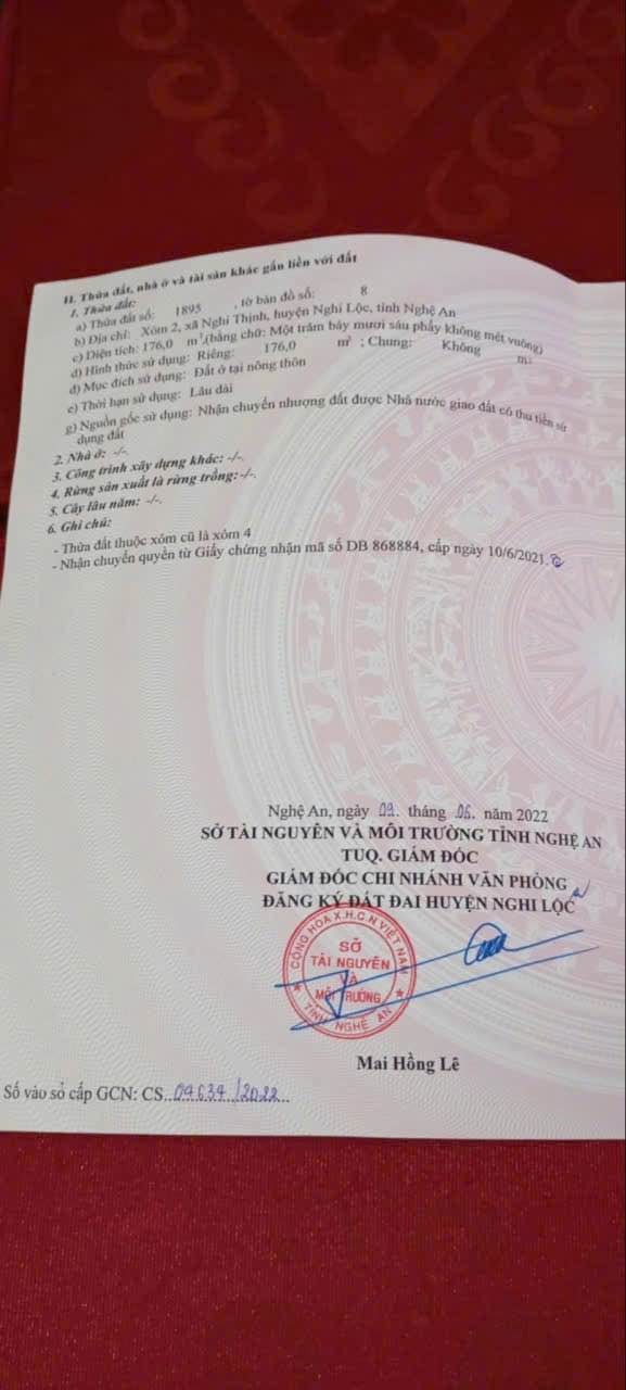 Đất nền Nghi Thịnh 176m² giá 1.8 tỷ - Vị trí đắc địa, dân cư đông đúc!