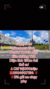 Đất nền liền kề 150m² đường T22, Chơn Thành giá 1.09 tỷ - Sổ hồng chính chủ!