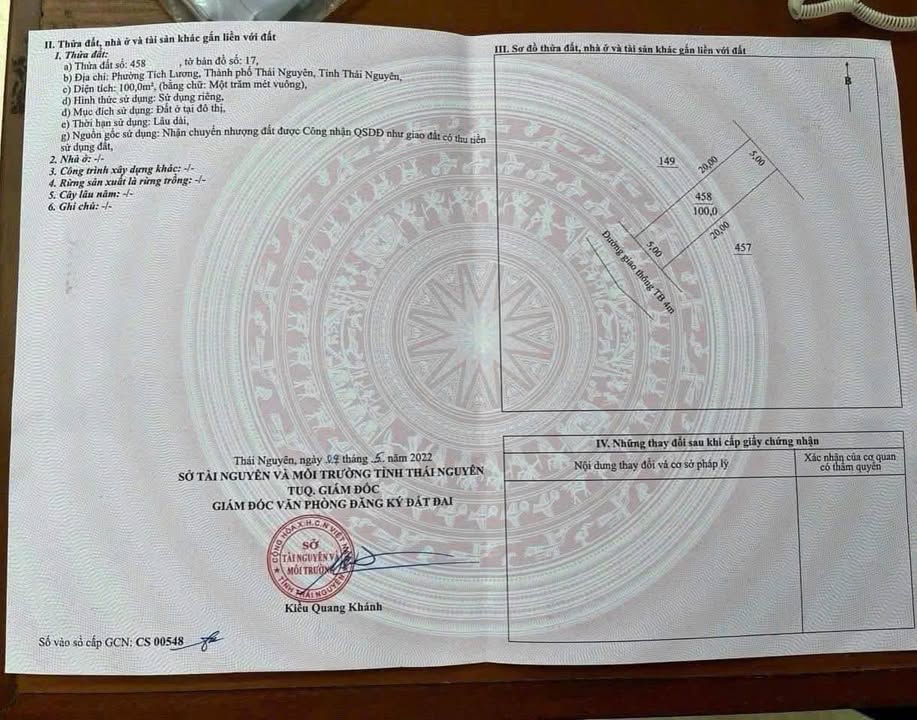 Lô đất thổ cư 100m² tại Tích Lương, Thái Nguyên giá 890 triệu - Tiềm năng đầu tư lớn!