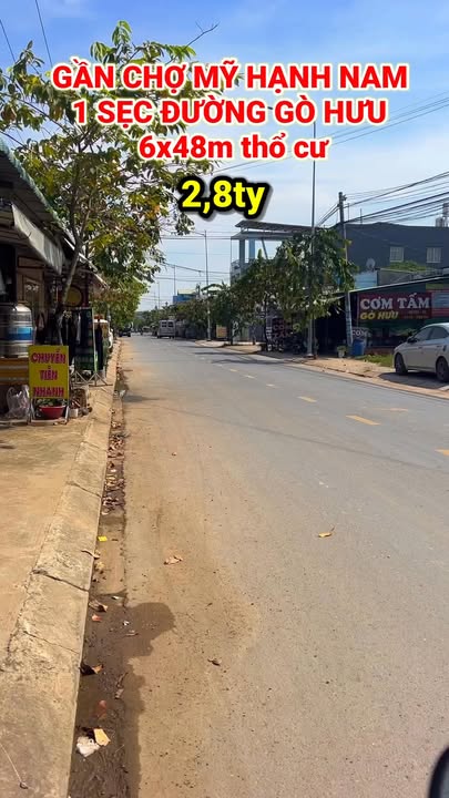 Đất thổ cư 288m² gần chợ Mỹ Hạnh Nam - Giá chỉ 2.8 tỷ - Đầu tư sinh lời!