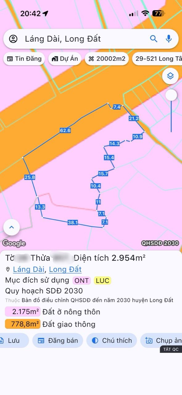 Đất nền Láng Dài, Long Đất 2954m² - Vị trí đắc địa cho đầu tư sinh lời!