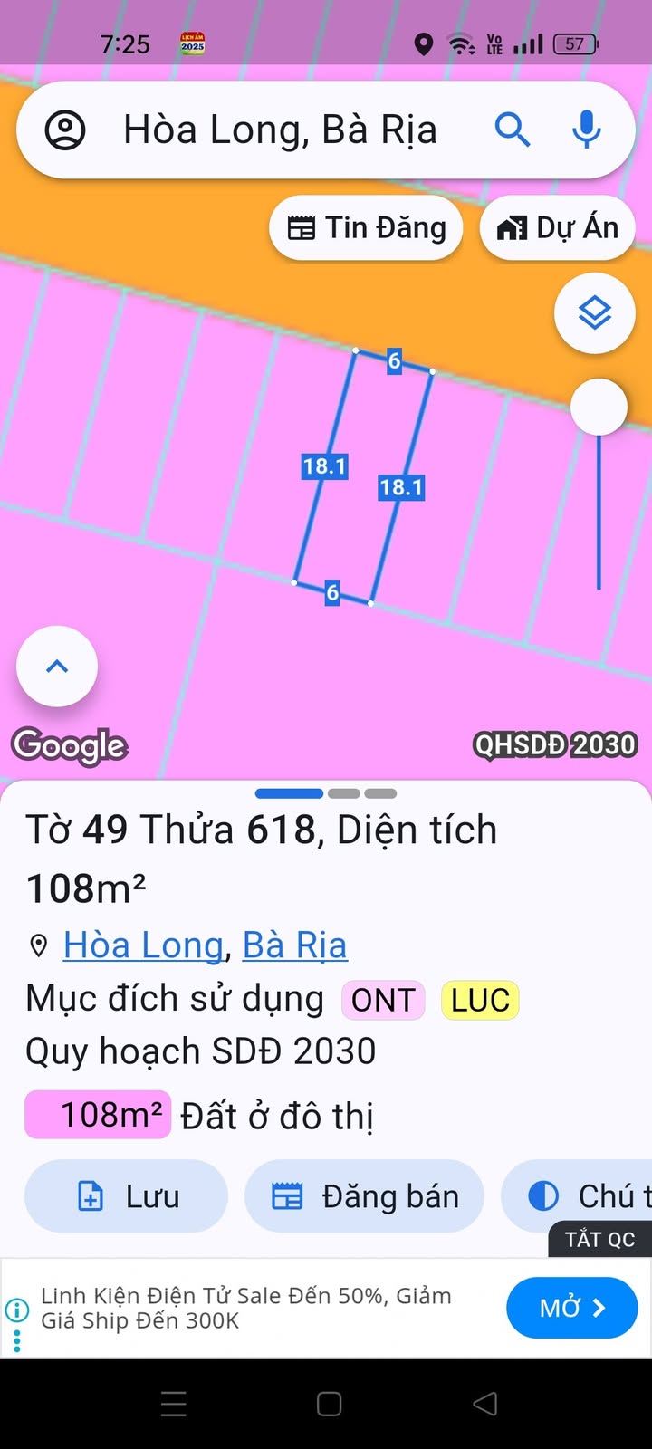 Đất thổ cư KDC Lan Anh 5, Bà Rịa 108m² giá 1.18 tỷ - Chính chủ bán gấp!