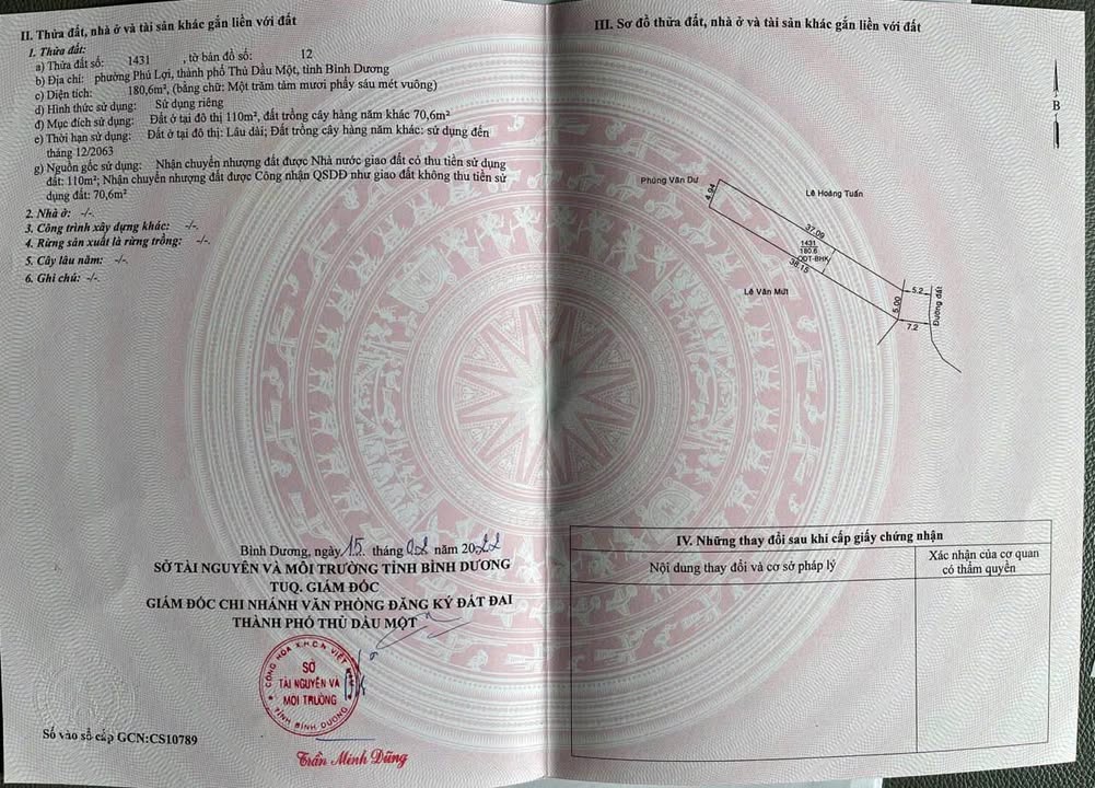 Đất thổ cư Phú Lợi, Thủ Dầu Một 180.6m² giá chỉ 3.34 tỷ - Đầu tư sinh lời tiềm năng!